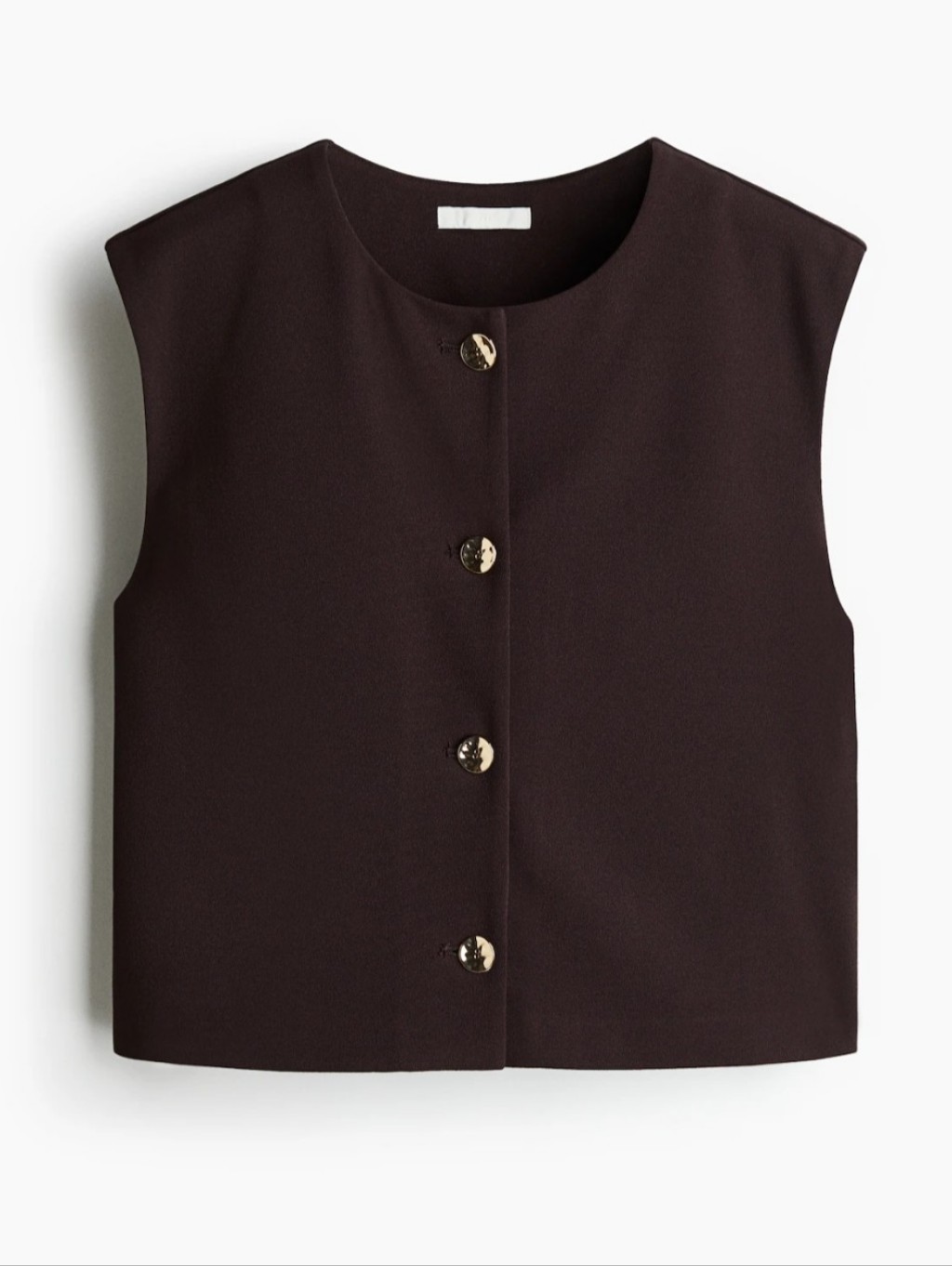 H & M Interlock Vest Front Crop Top In Dark Brown Sz Xl Nwt